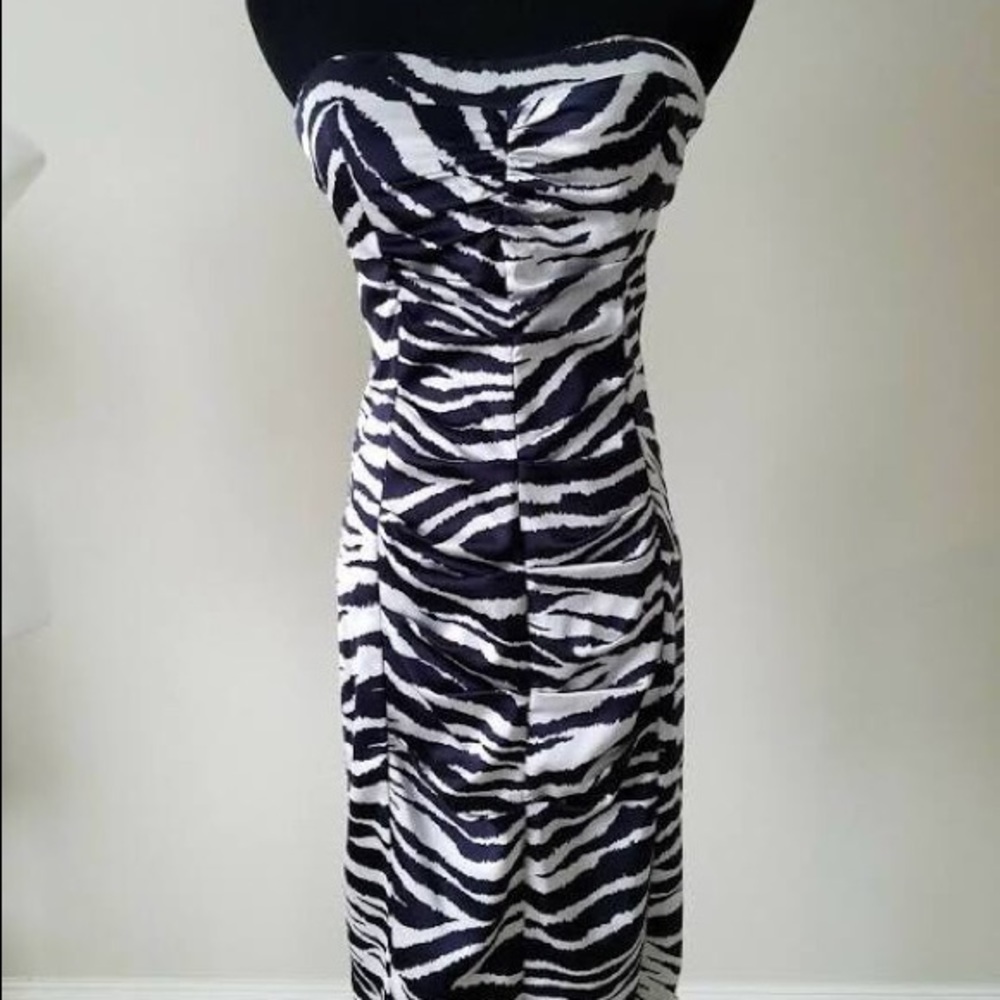Strapless Zebra Cache Dress in Size 4